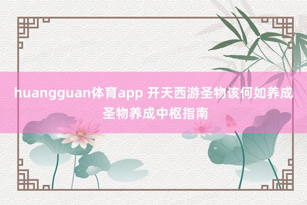 huangguan体育app 开天西游圣物该何如养成 圣物养成中枢指南
