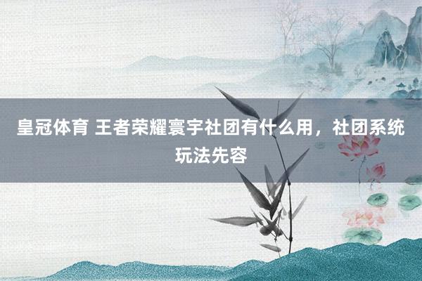 皇冠体育 王者荣耀寰宇社团有什么用，社团系统玩法先容