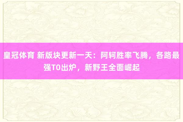 皇冠体育 新版块更新一天：阿轲胜率飞腾，各路最强T0出炉，新野王全面崛起