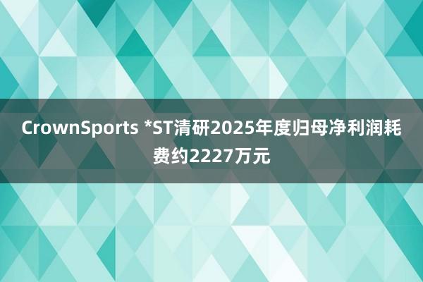 CrownSports *ST清研2025年度归母净利润耗费约2227万元